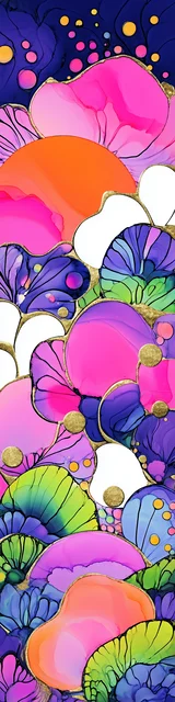 Free printable abstract cloud art bookmark featuring layered clouds and plants abstract art